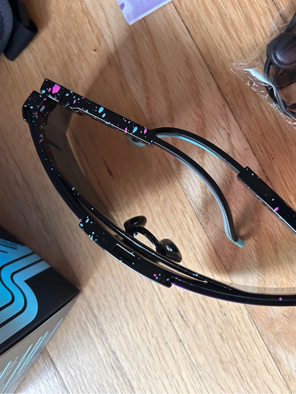 Pit Viper Shield Sunglasses in Teal and Purple Mirror